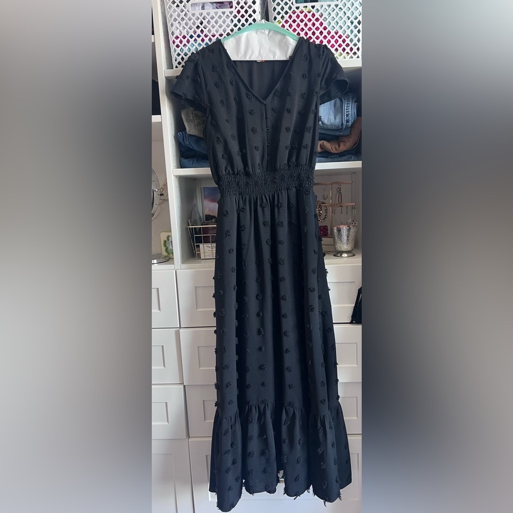 Daniel Rainn Black Textured Maxi Dress